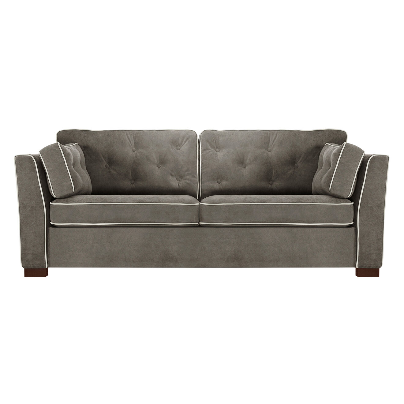 Canapé 3 places Frontini taupe passepoil crème - 237x95x89 cm