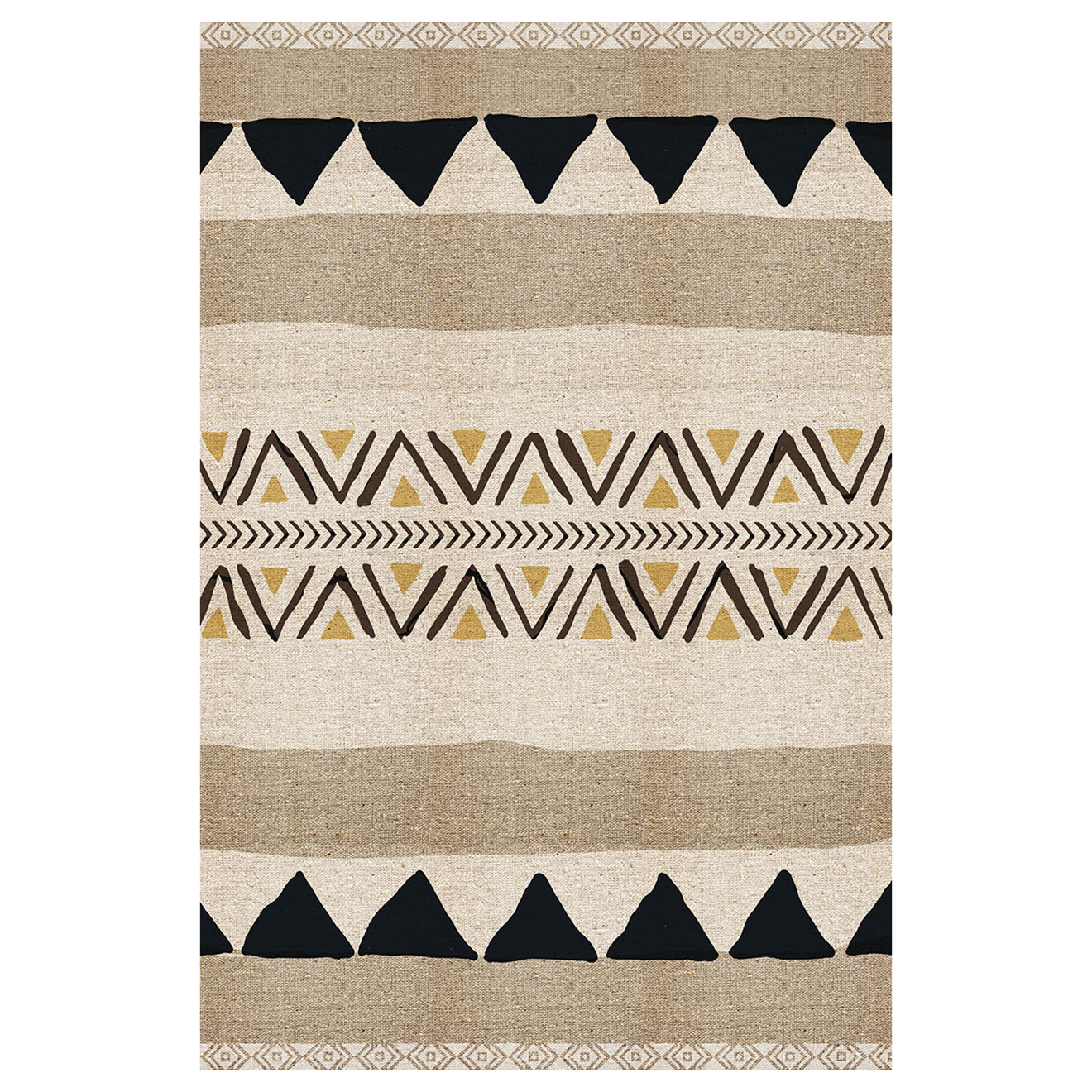 Tapis vinyle Natura noir/beige - 100x133 cm