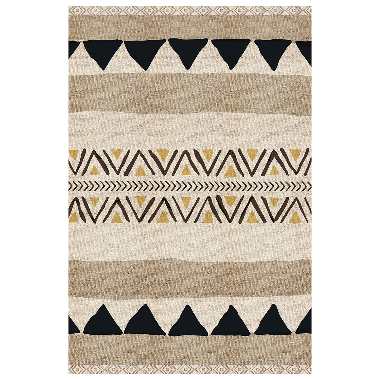 Tapis vinyle Natura noir/beige - 133x200 cm