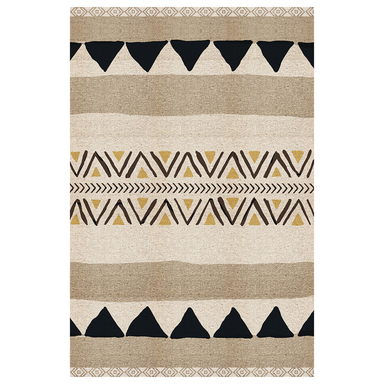 Tapis vinyle Natura noir/beige - 200x266 cm