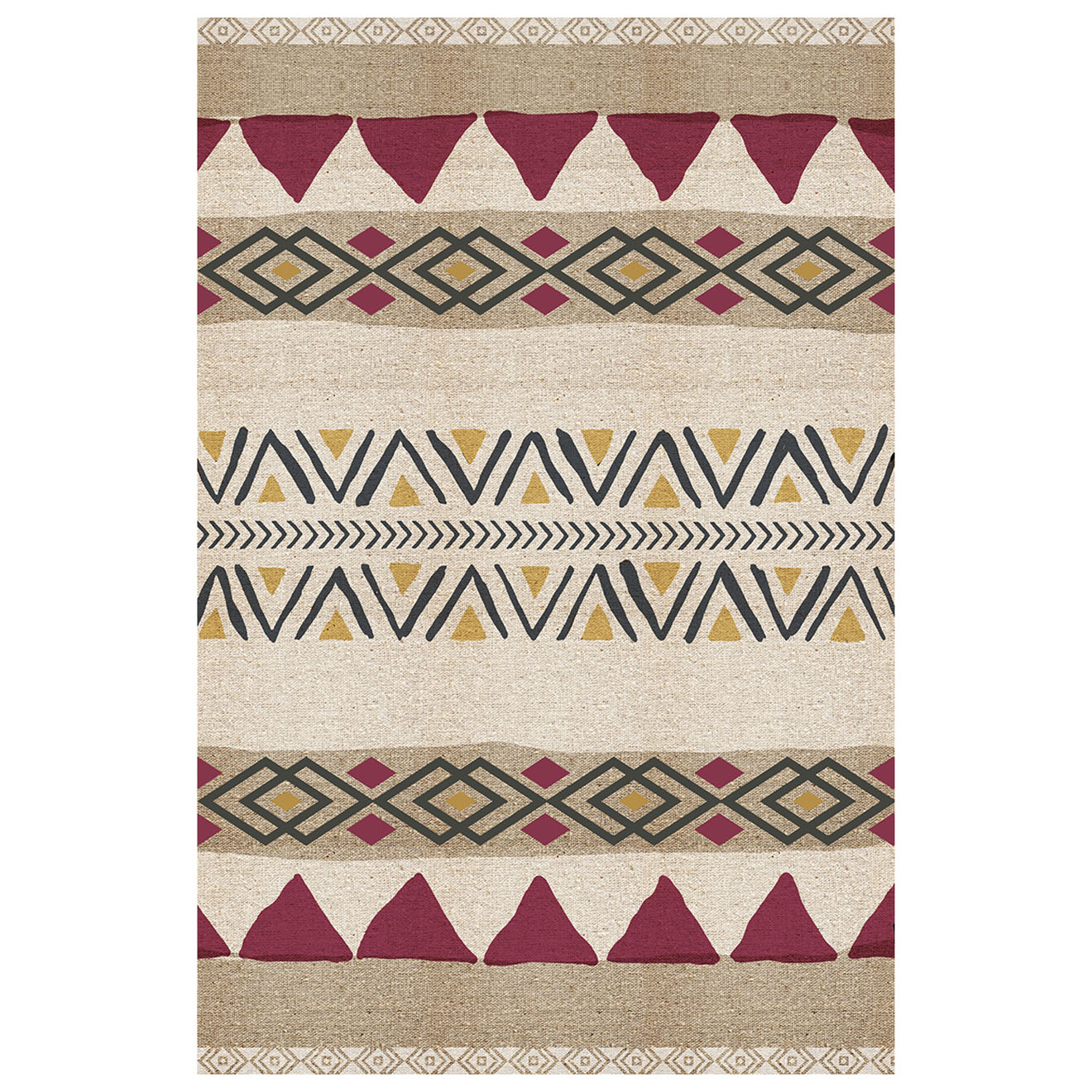 Tapis vinyle Natura rouge/beige - 100x133 cm