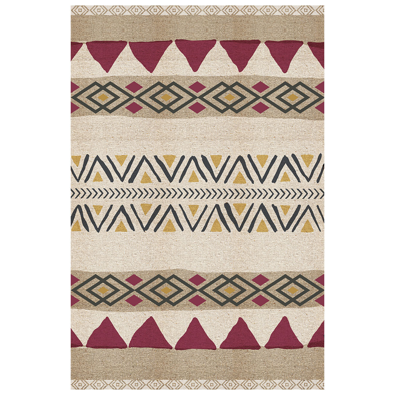 Tapis vinyle Natura rouge/beige - 133x200 cm