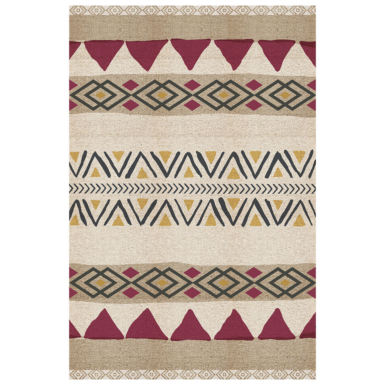 Tapis vinyle Natura rouge/beige - 200x266 cm