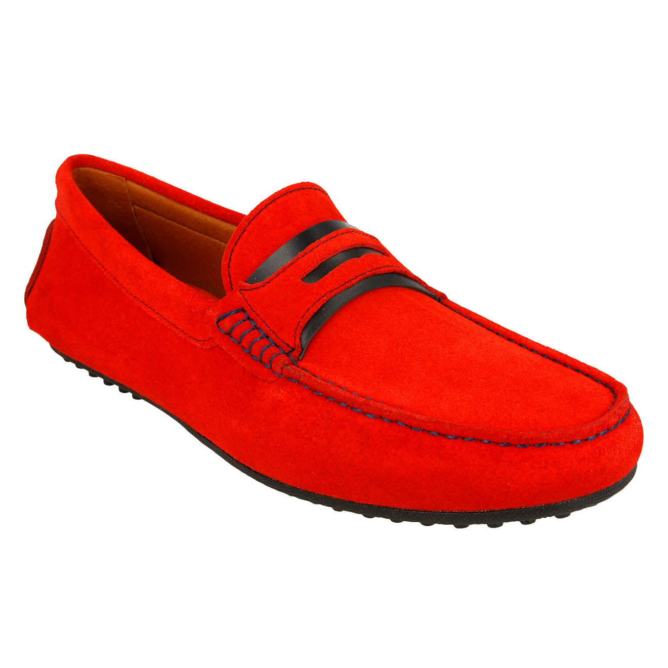 Mocassins en Velours de Cuir rouges
