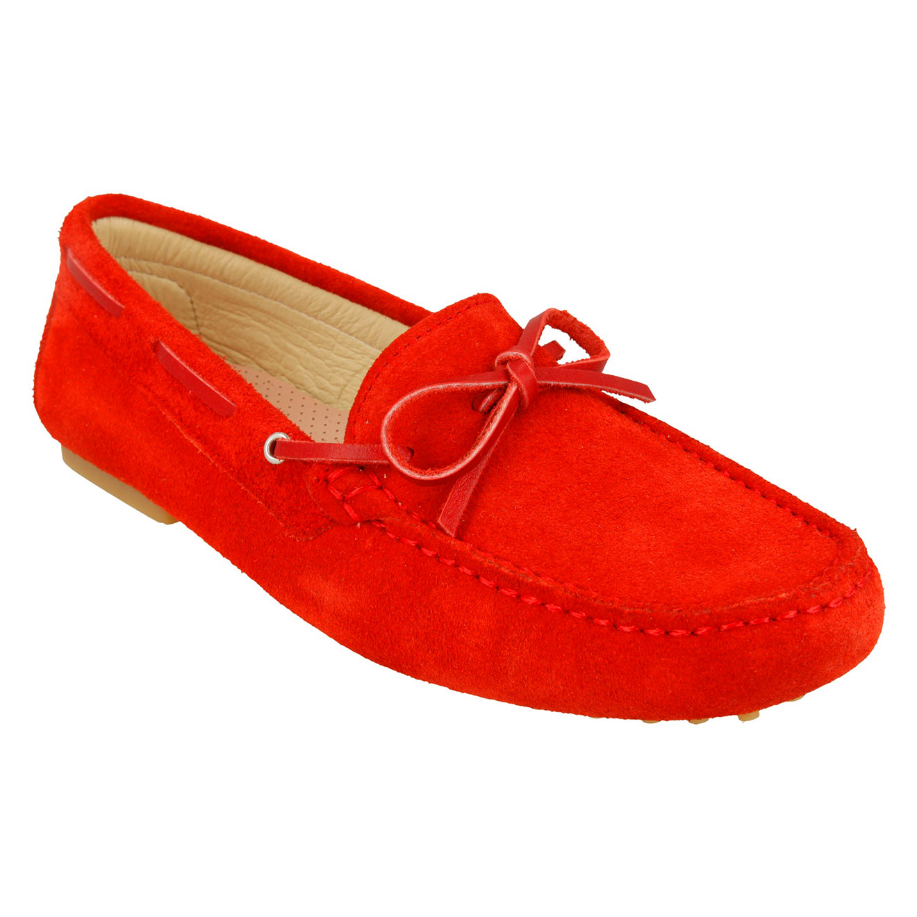 Mocassins en Velours de Cuir rouges