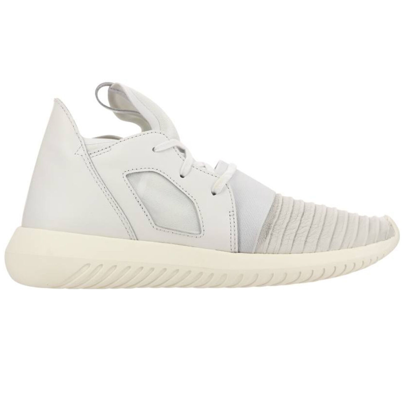 Baskets en Cuir & Toile Tubular Defiant blanches