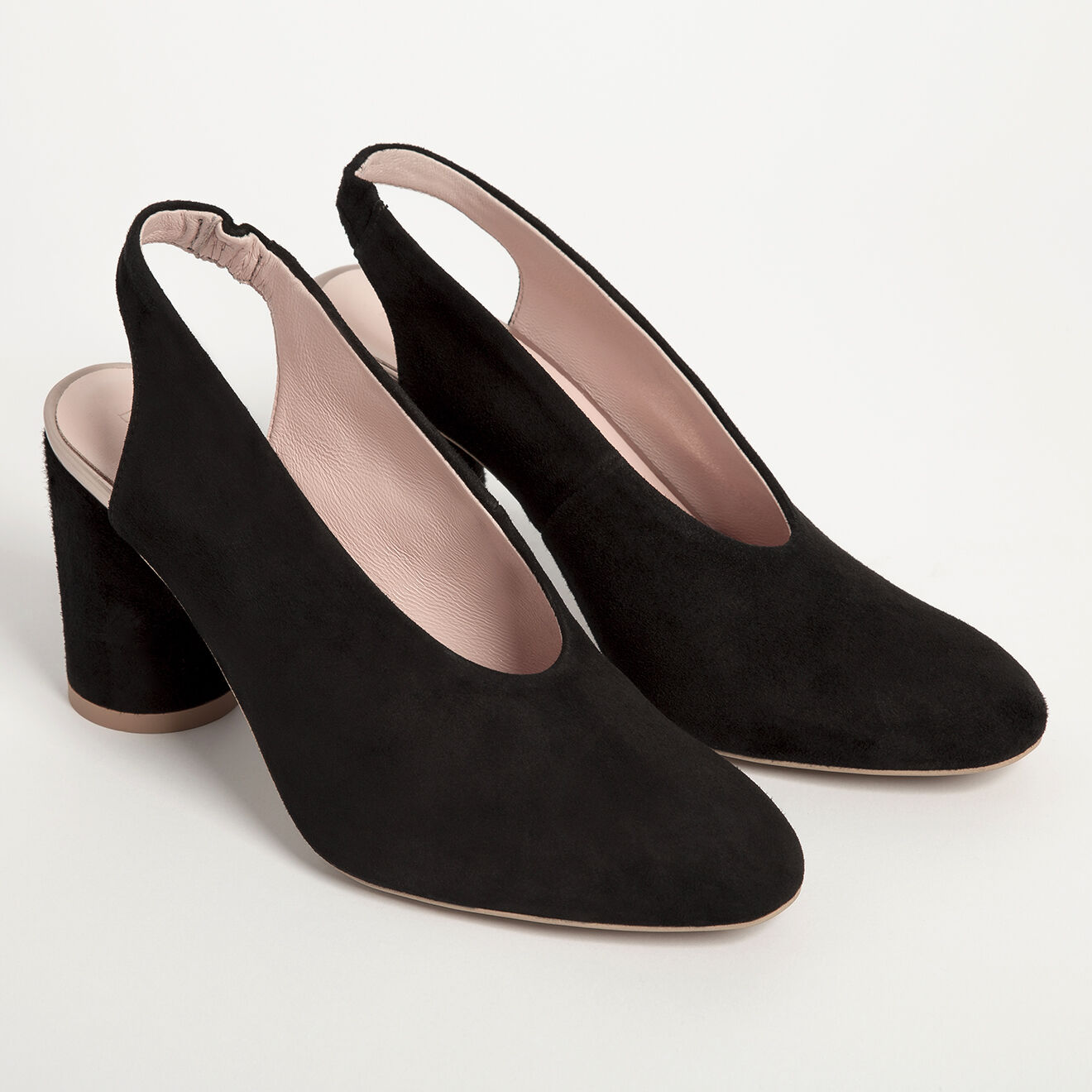 Sling-Back en Velours de Cuir First Class noirs - Talon 8.5 cm