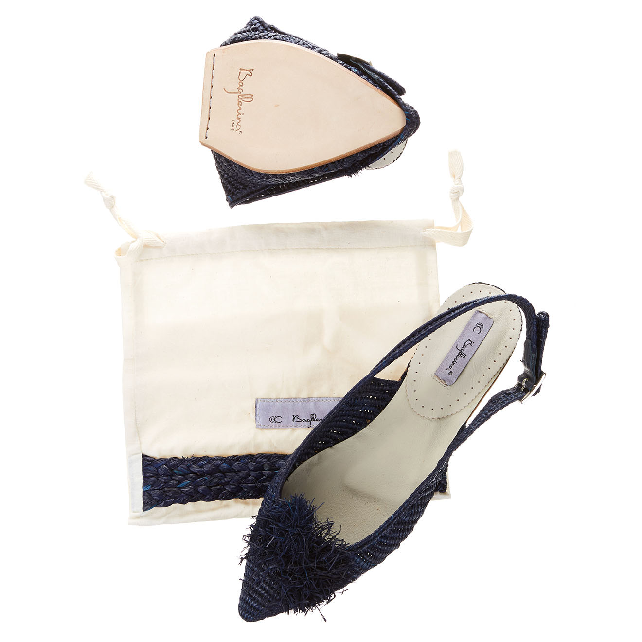 Sandales pliables Raphia bleu marine