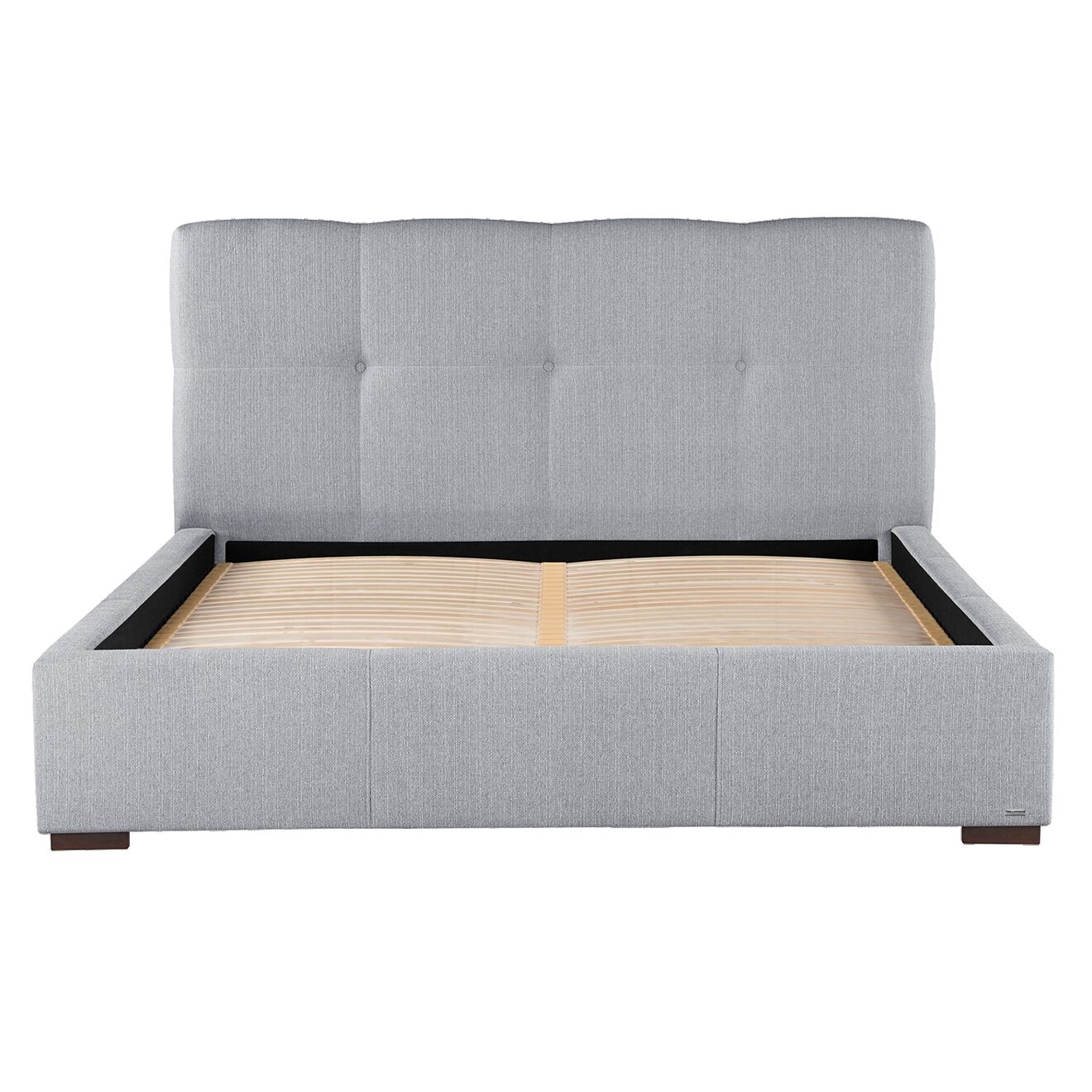 Cadre de Lit coffre Cobalt toucher lin gris clair - 140x200 cm