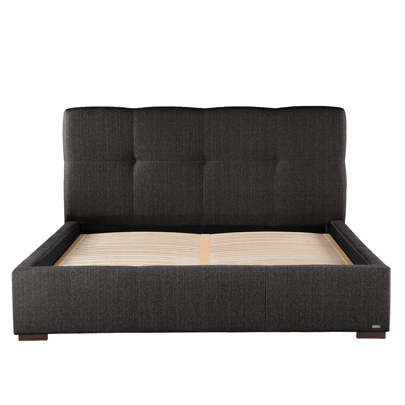 Cadre de Lit coffre Cobalt toucher lin anthracite - 140x200 cm