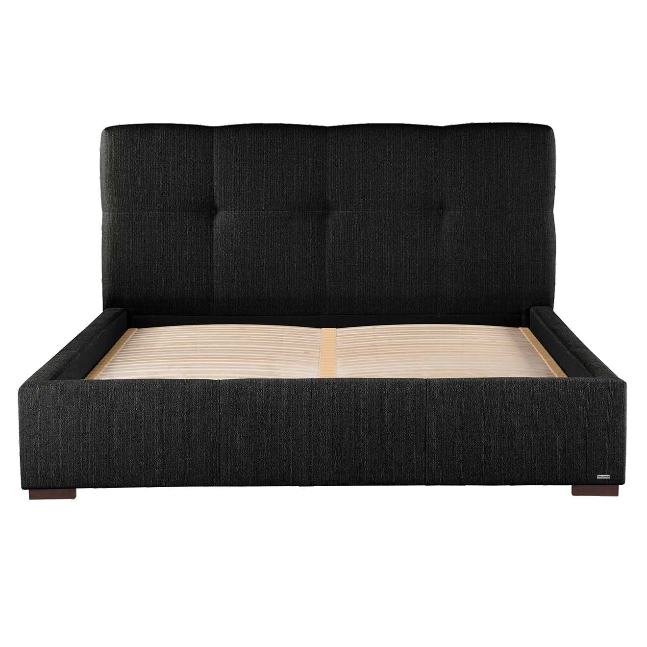 Cadre de Lit coffre Cobalt toucher lin noir - 140x200 cm