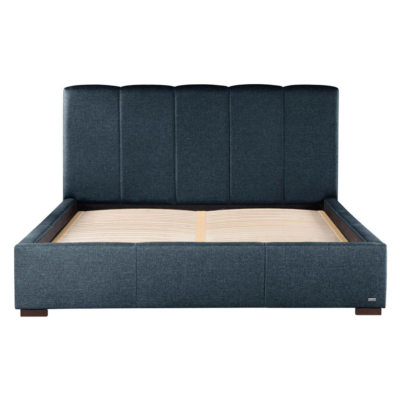 Cadre de Lit coffre Onyx toucher lin bleu marin - 140x200 cm