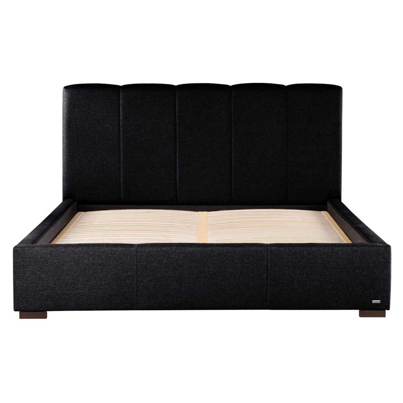 Cadre de Lit coffre Onyx toucher lin noir - 140x200 cm