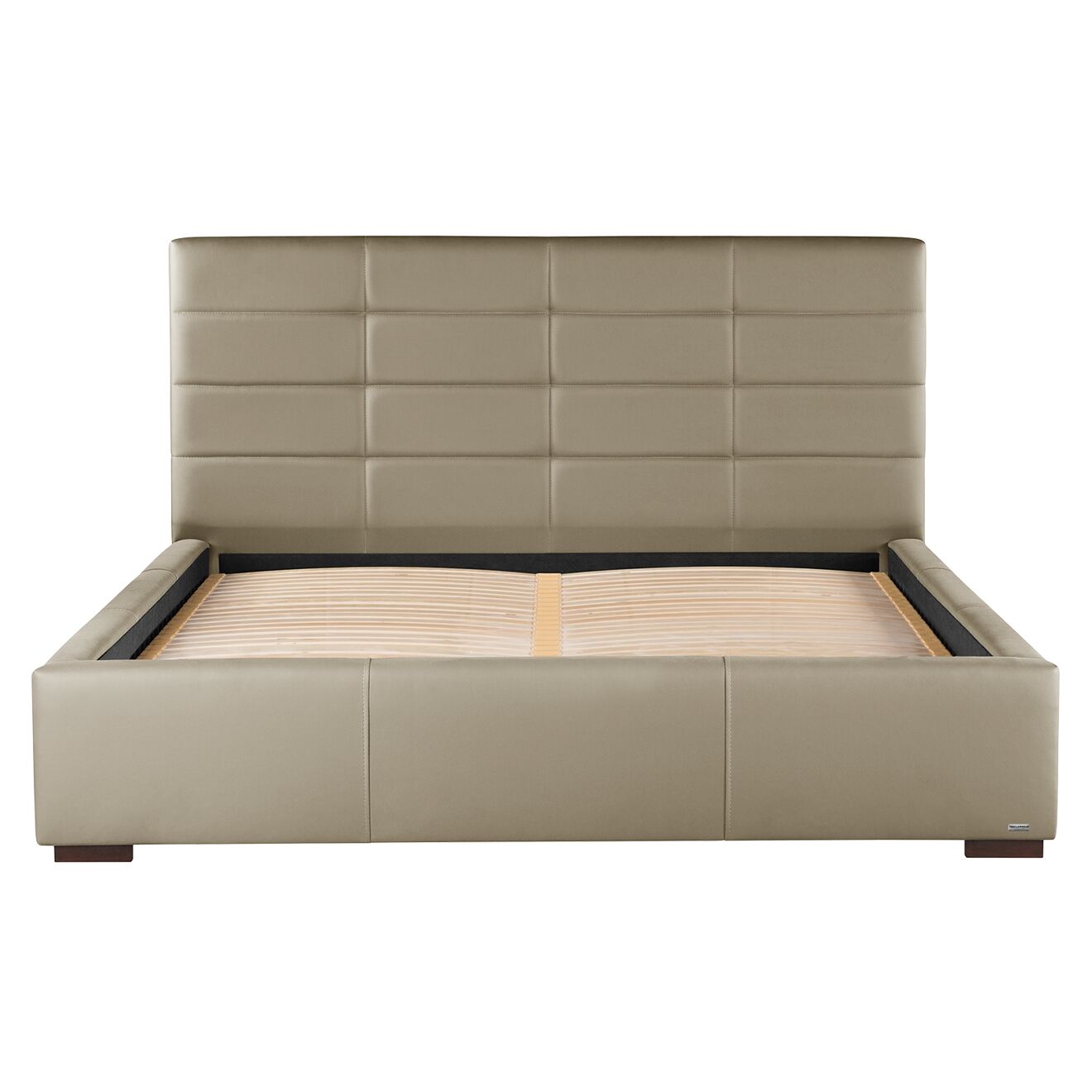 Cadre de Lit coffre Lazulis toucher cuir caramel - 140x200 cm
