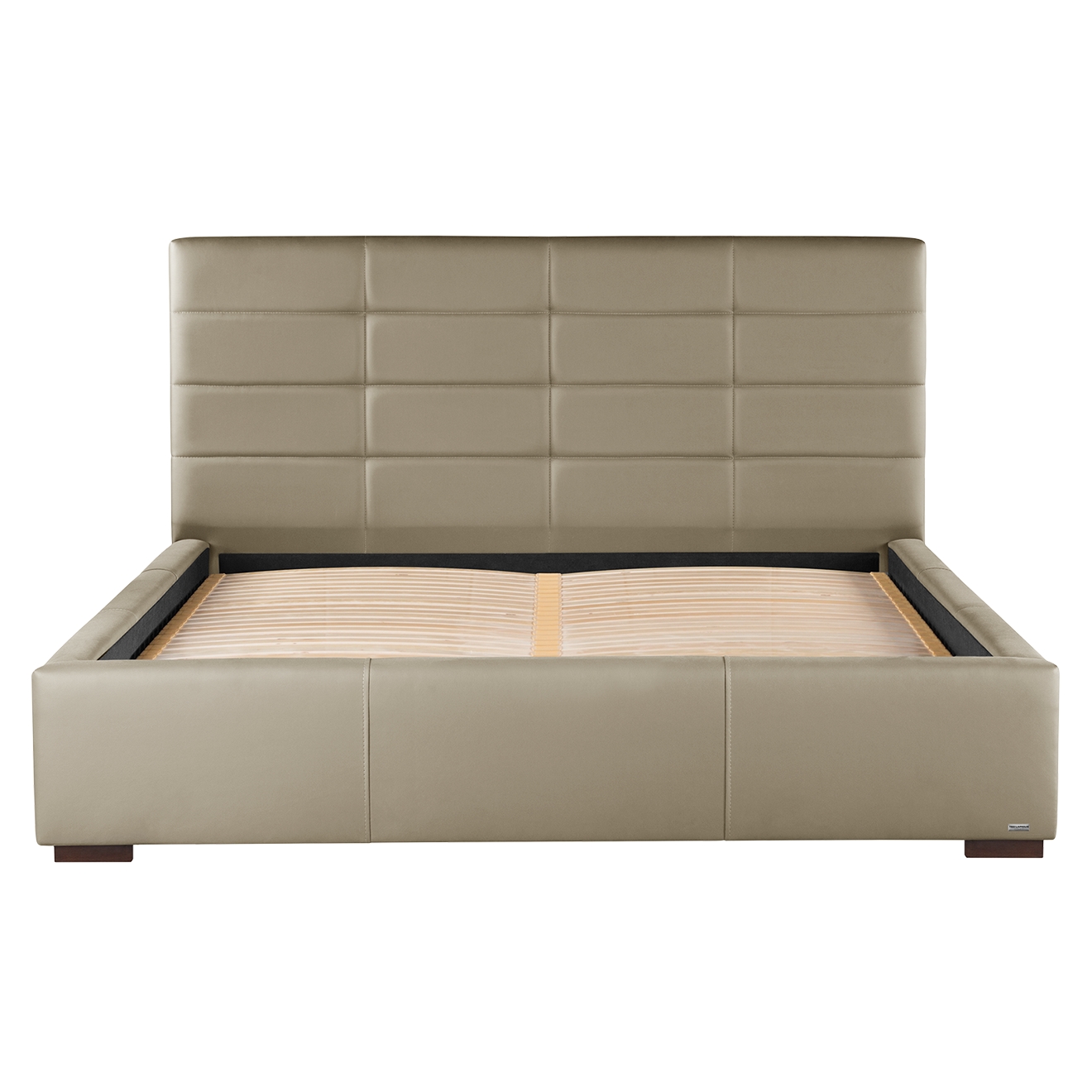 Lit coffre Lazulis toucher cuir caramel - 180x200 cm