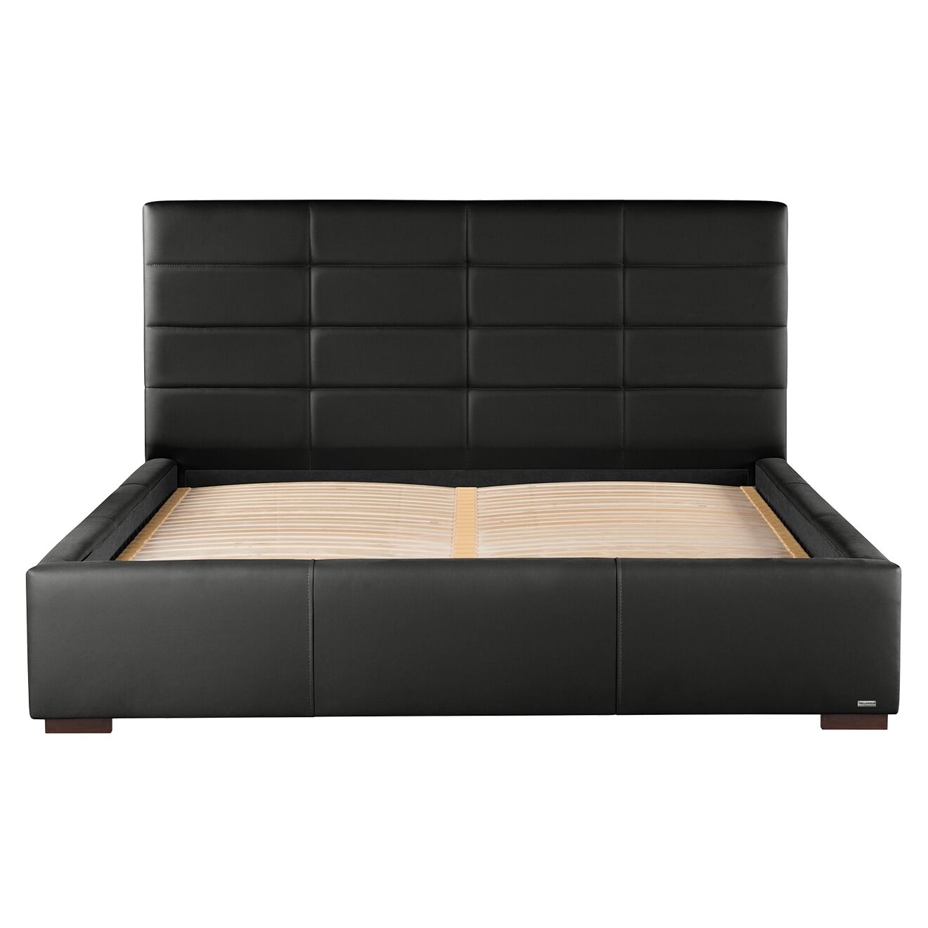 Cadre de Lit coffre Lazulis toucher cuir noir - 140x200 cm