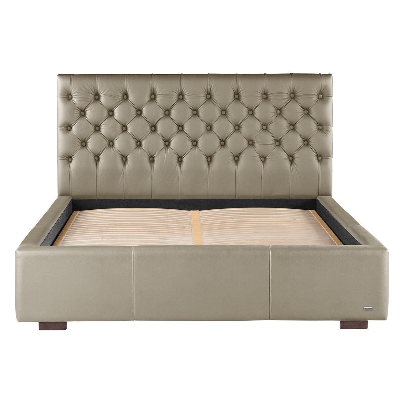 Cadre de Lit coffre Améthyste toucher cuir caramel - 140x200 cm