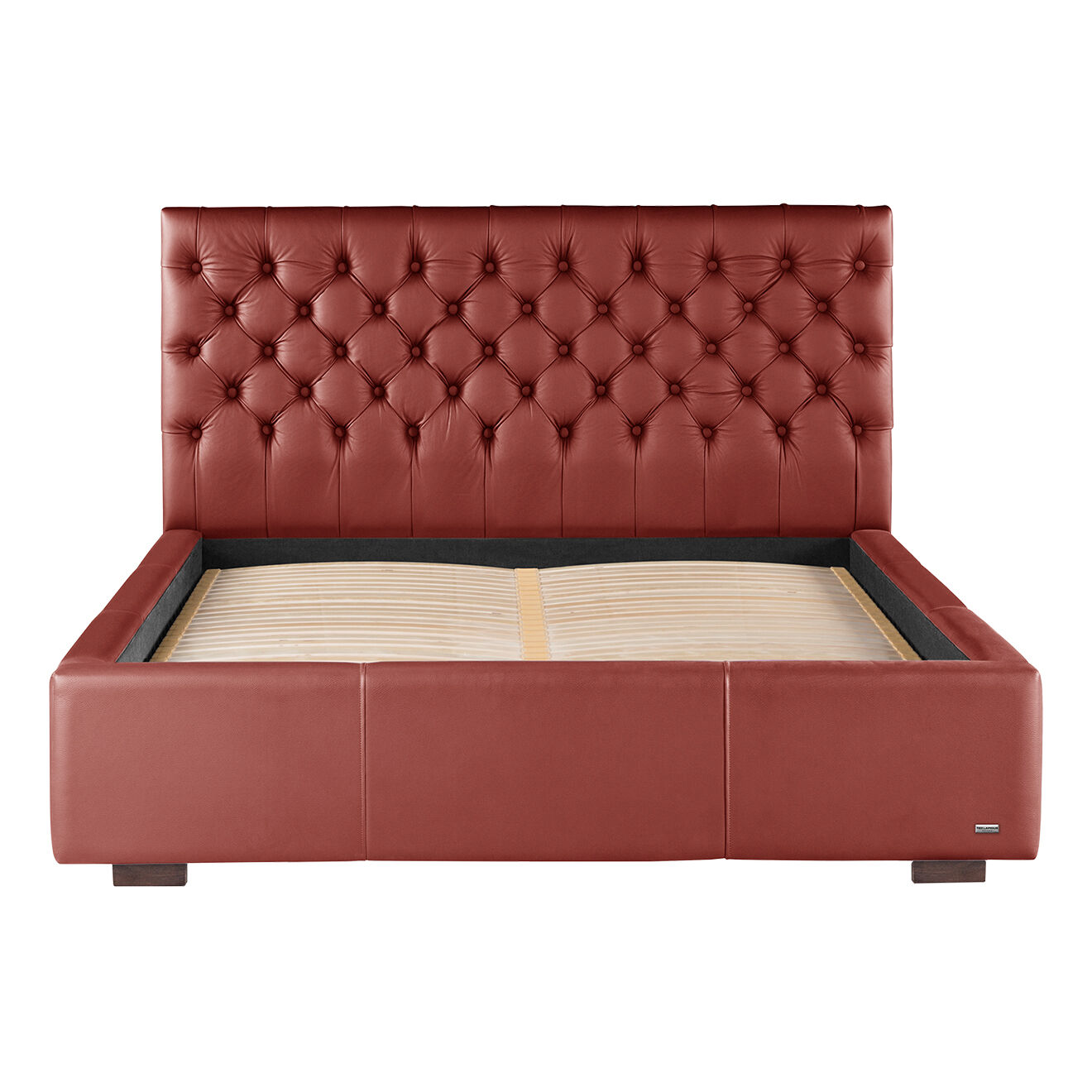 Cadre de Lit coffre Améthyste toucher cuir rouge - 140x200 cm