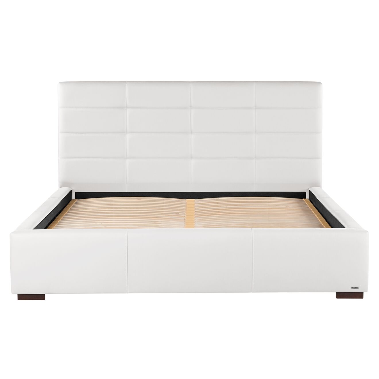 Lit coffre Lazulis toucher cuir blanc - 180x200 cm