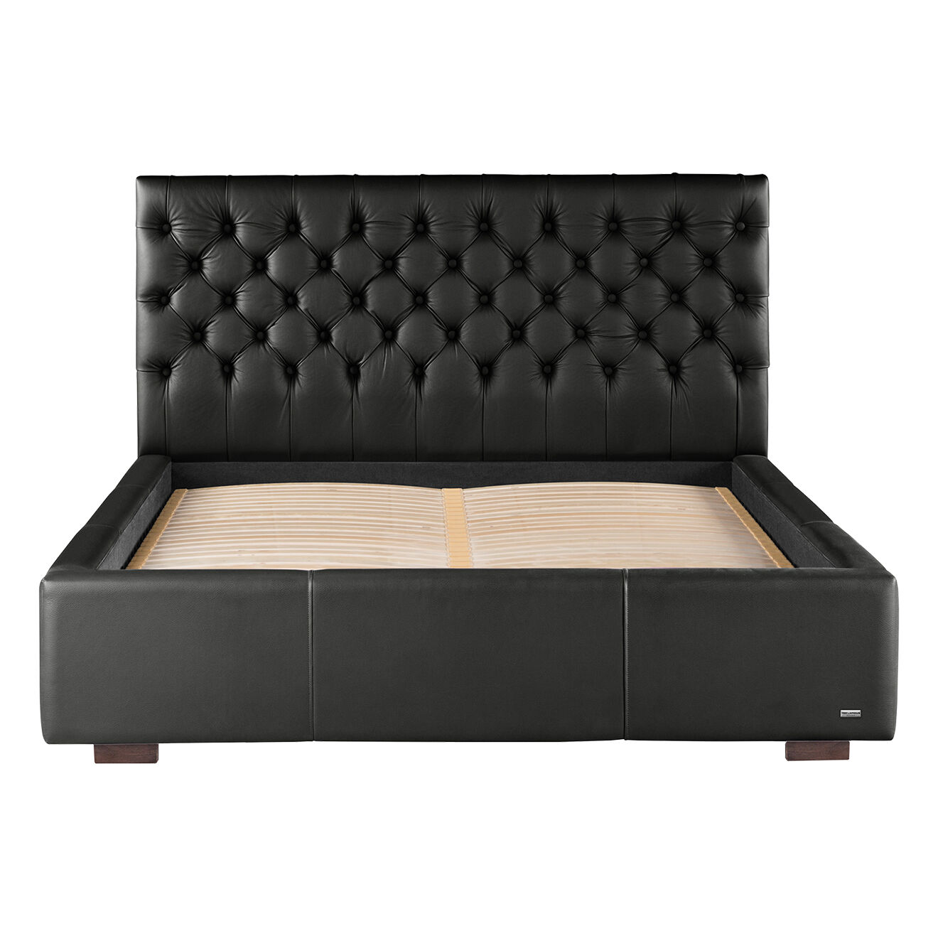 Lit coffre Améthyste toucher cuir noir - 180x200 cm