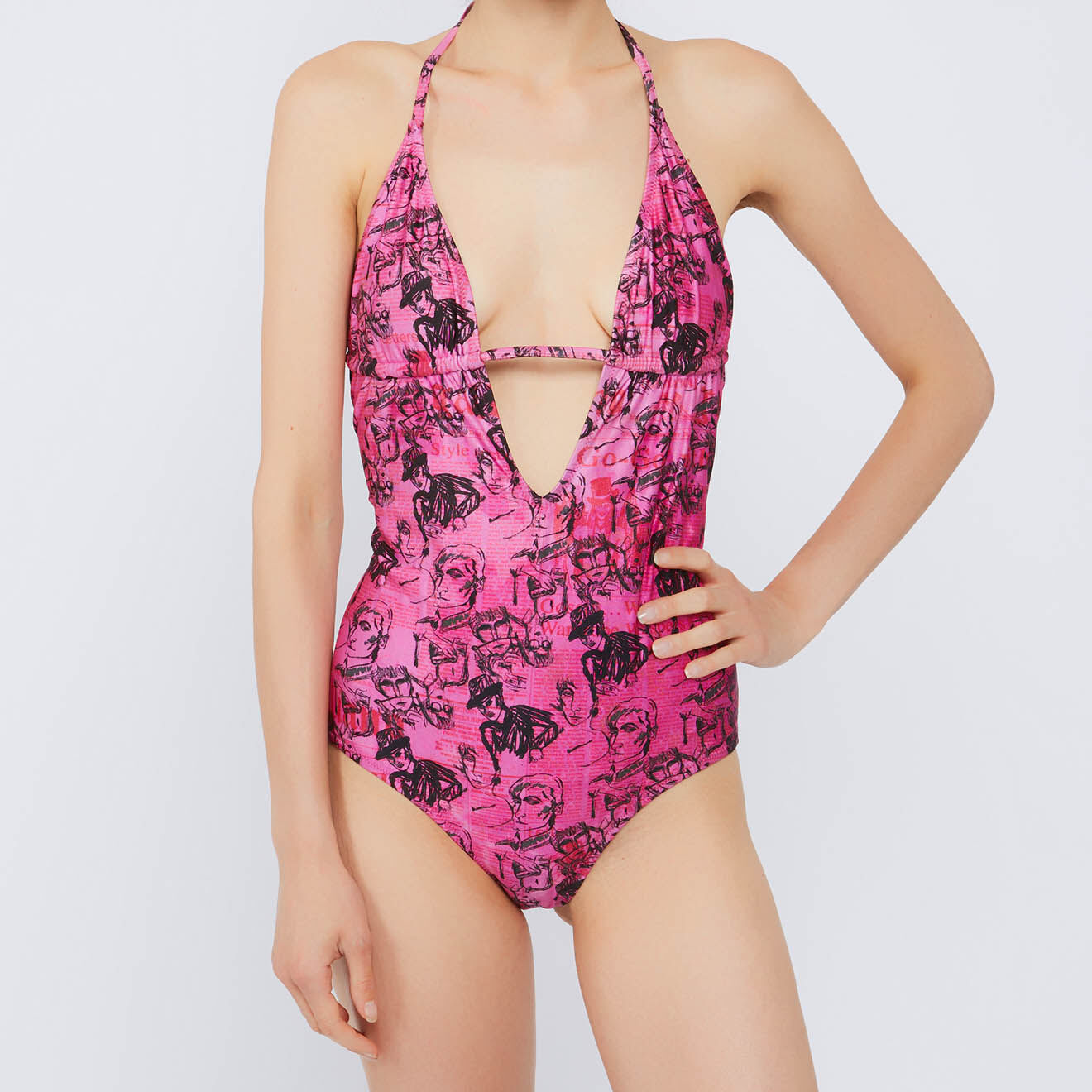 Maillot de Bain 1 Pièce rose/noir