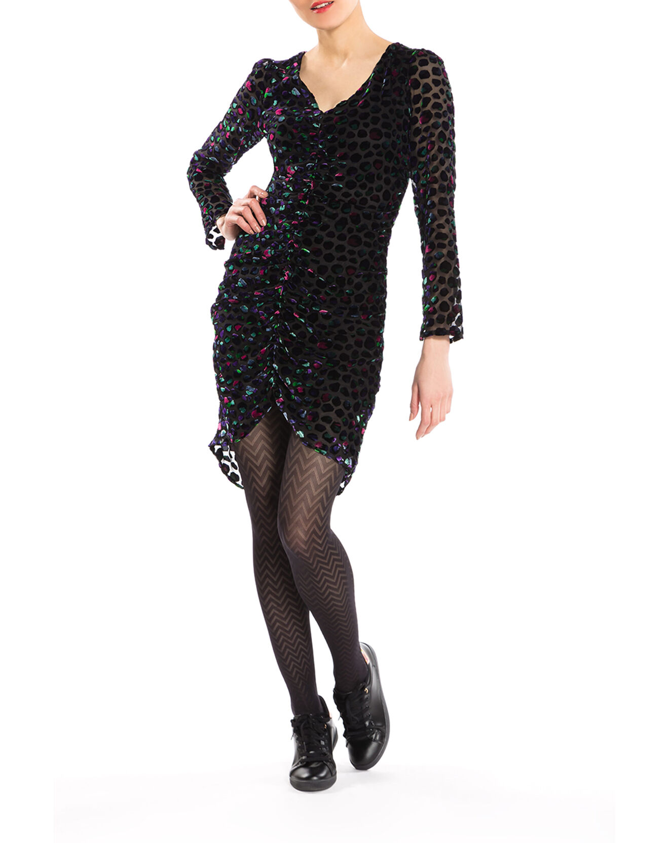 Robe à pois en velours noire