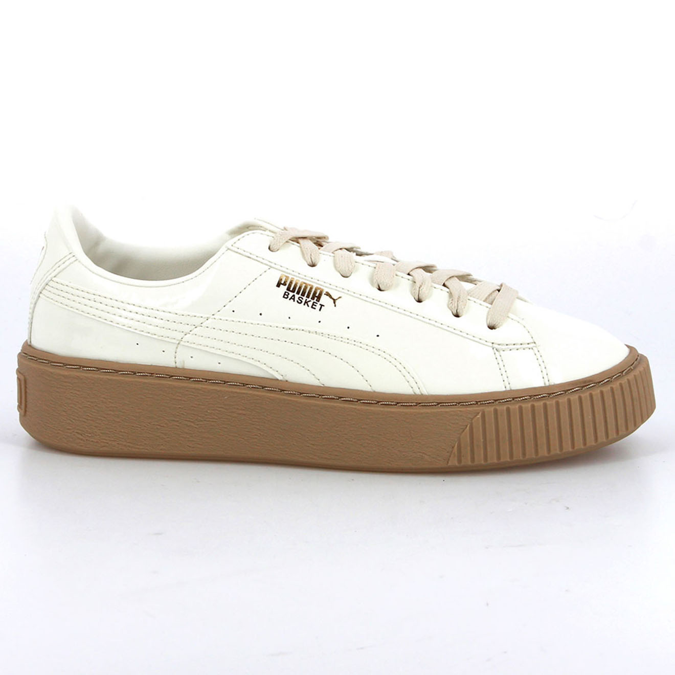 Baskets Platf Pat blanc moyen