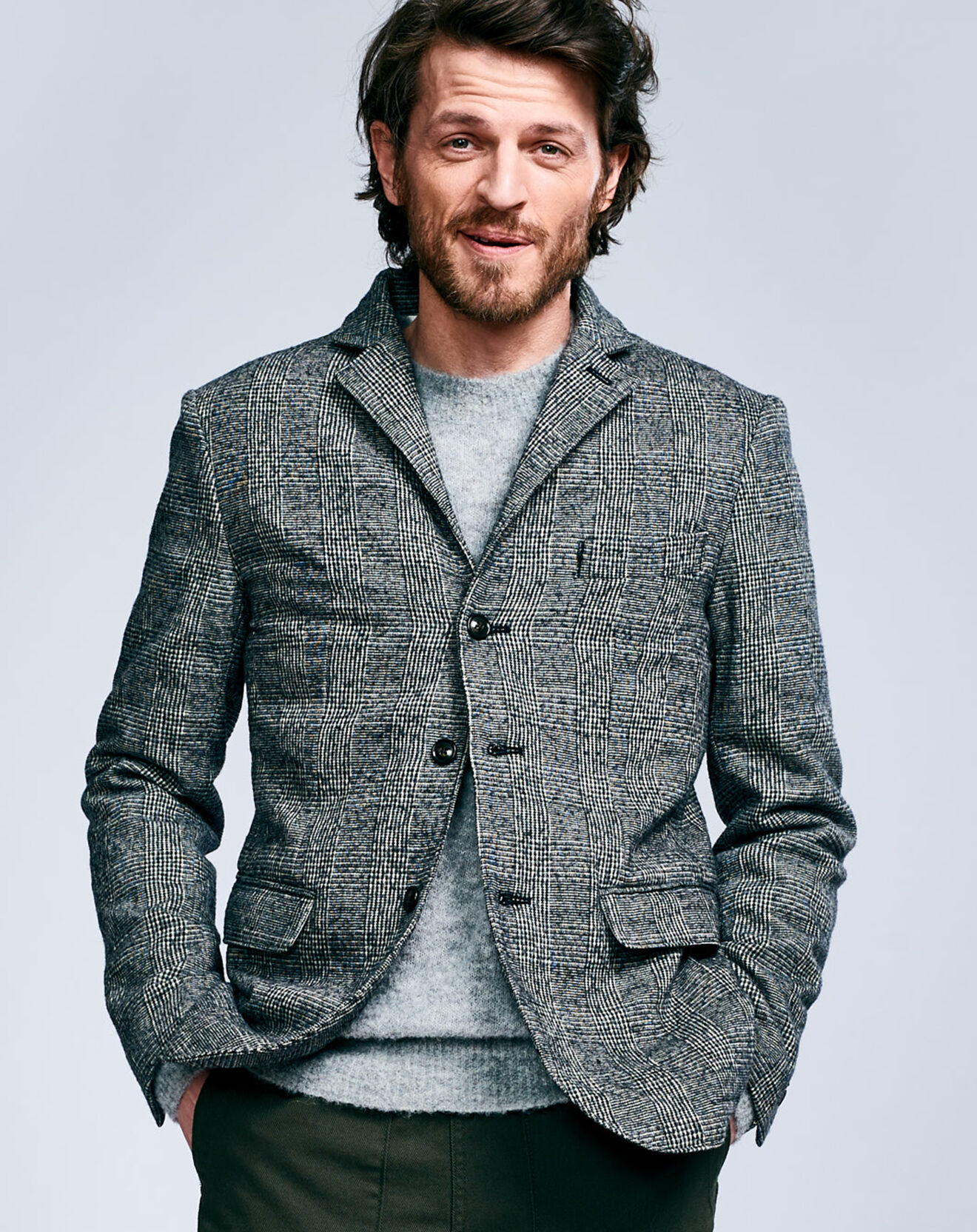 Veste en Laine mélangée Noal carreaux grise