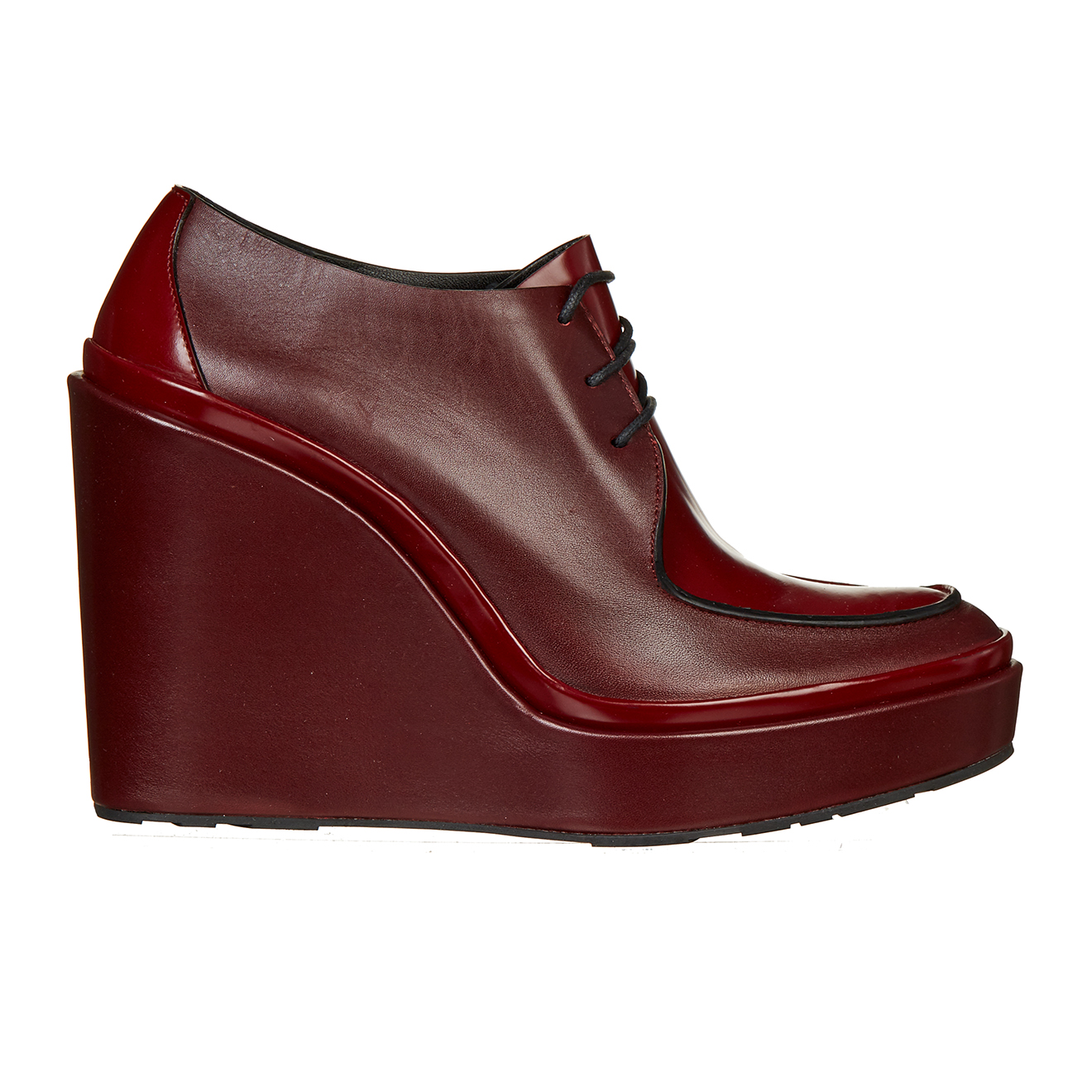 Derbies compensées en Cuir bordeaux Talon 11 cm