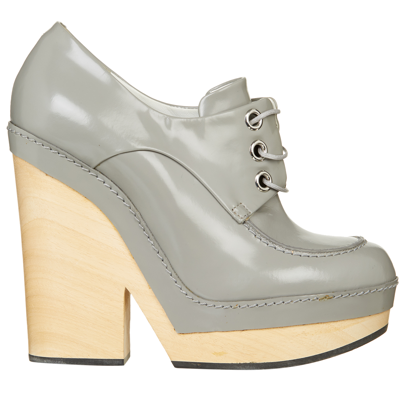 Derbies revisitées en Cuir grises - Talon 13.5 cm