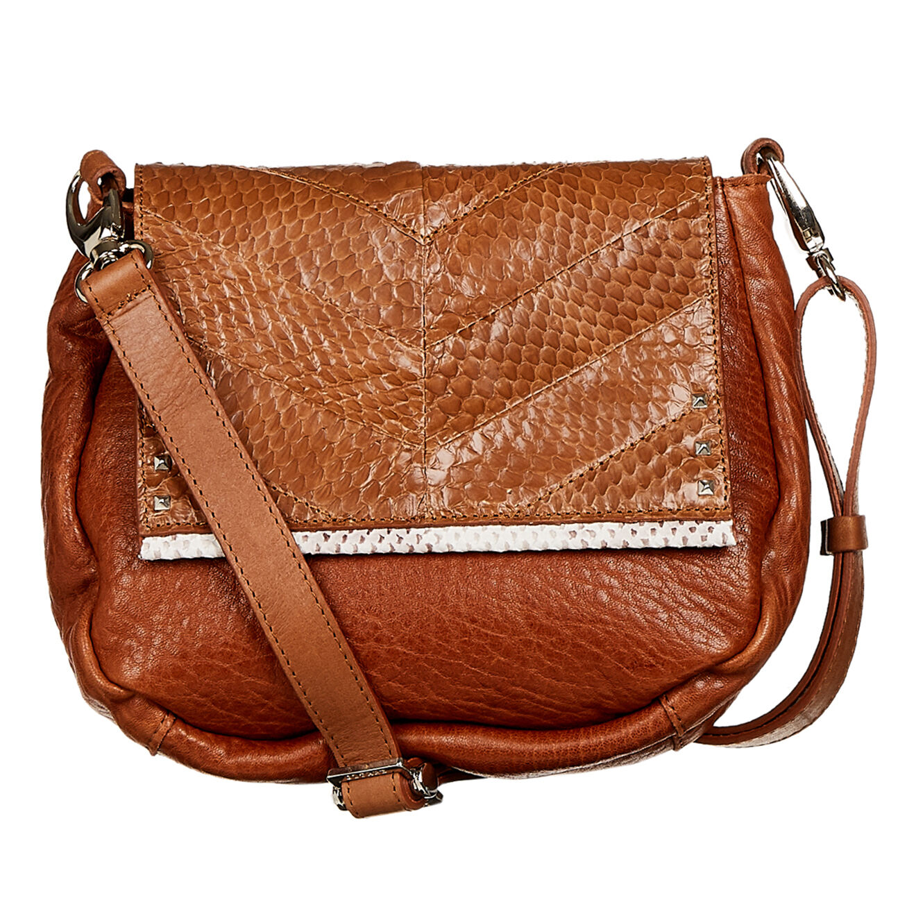 Sac en Cuir & Serpent d'eau camel 21x17x8 cm