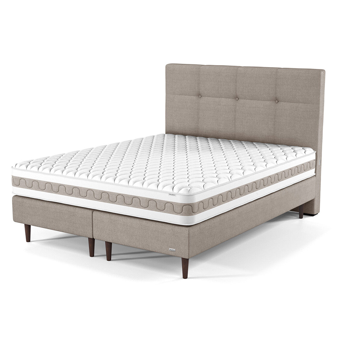Ensemble Matelas, 2 Sommiers & Tête de lit Gaia beige - 2x90x200 cm