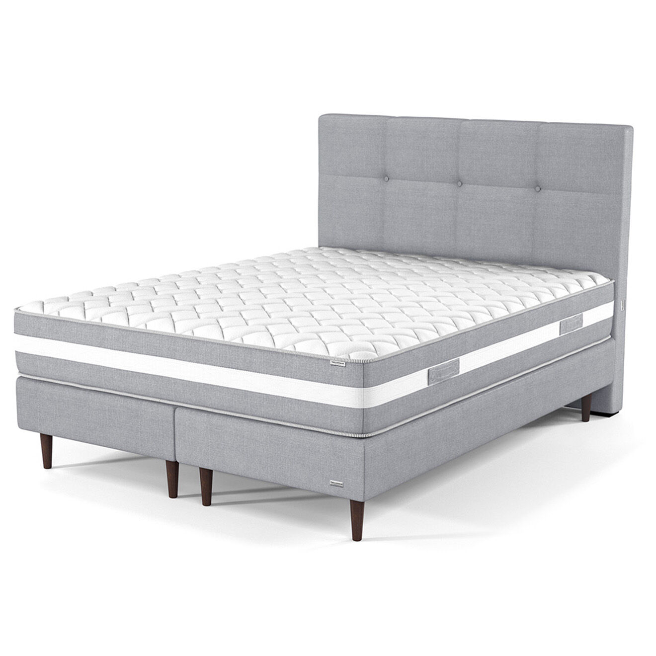 Ensemble Matelas, 2 Sommiers & Tête de lit Péridot gris - 2x90x200 cm