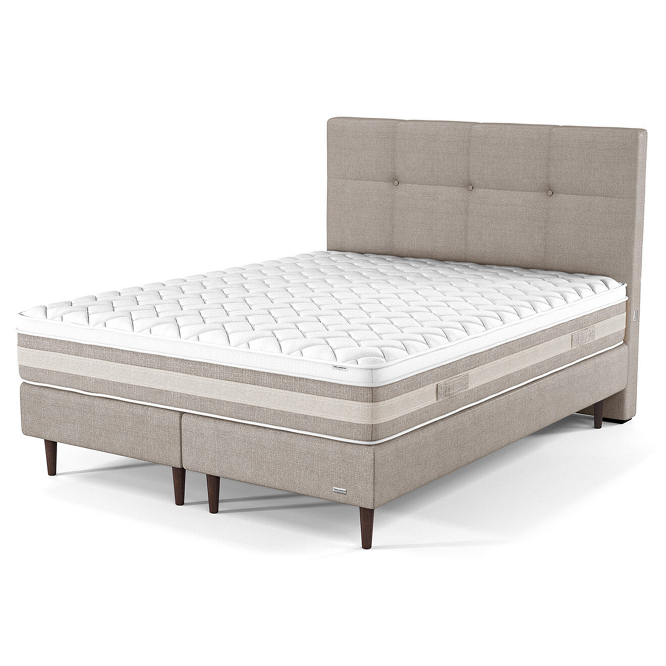 Ensemble Matelas, 2 Sommiers & Tête de lit Ambre beige - 2x80x200 cm