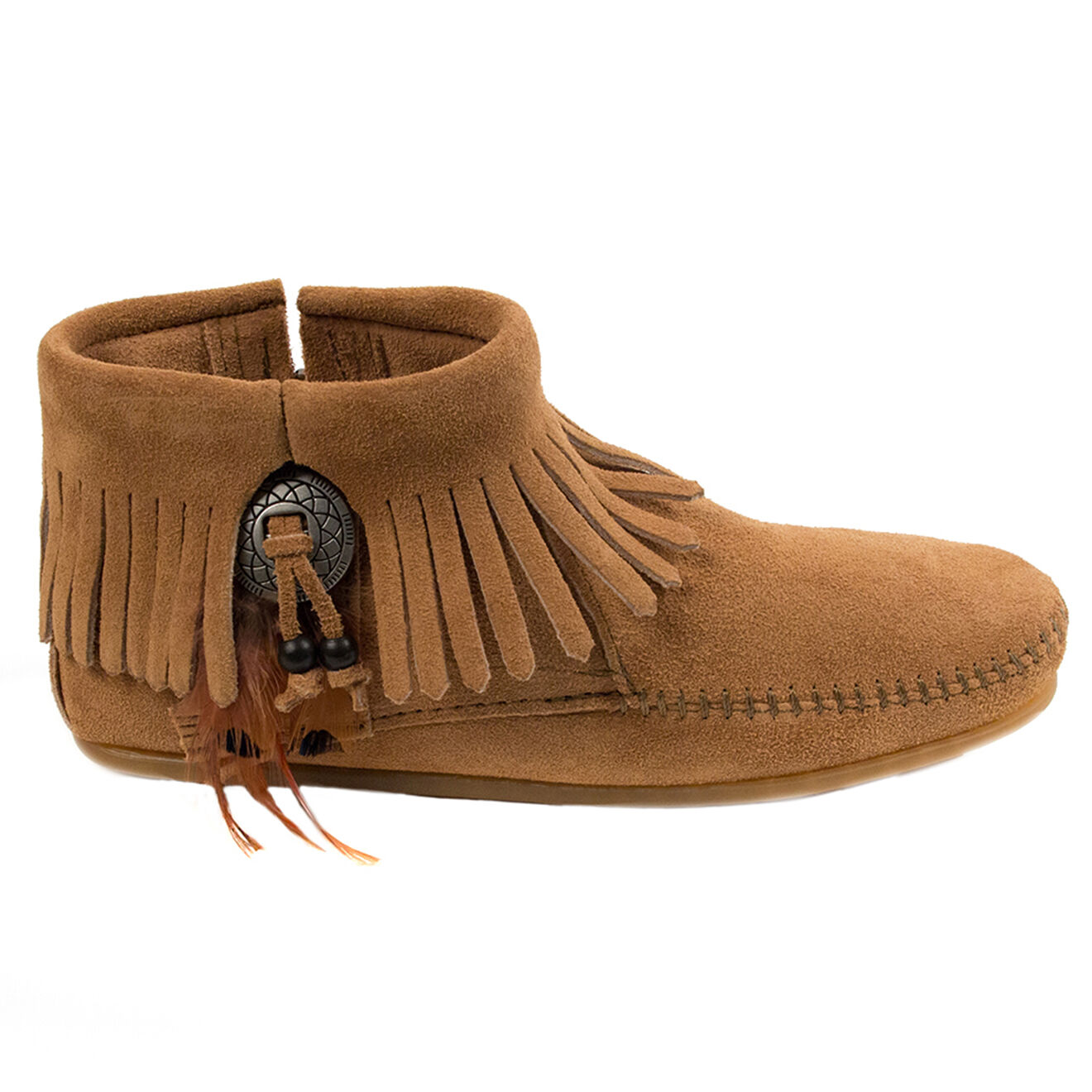 Boots en Velours de Cuir Concho Feather taupe