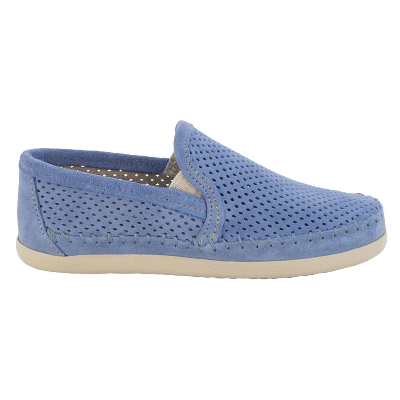 Slippers en Velours de Cuir Pacific bleus