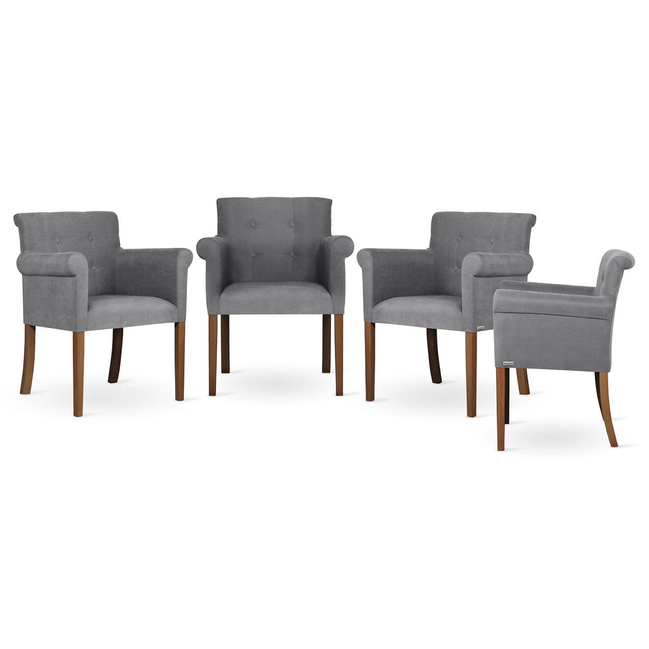 4 Fauteuils Flacon gris - 68x64x86 cm