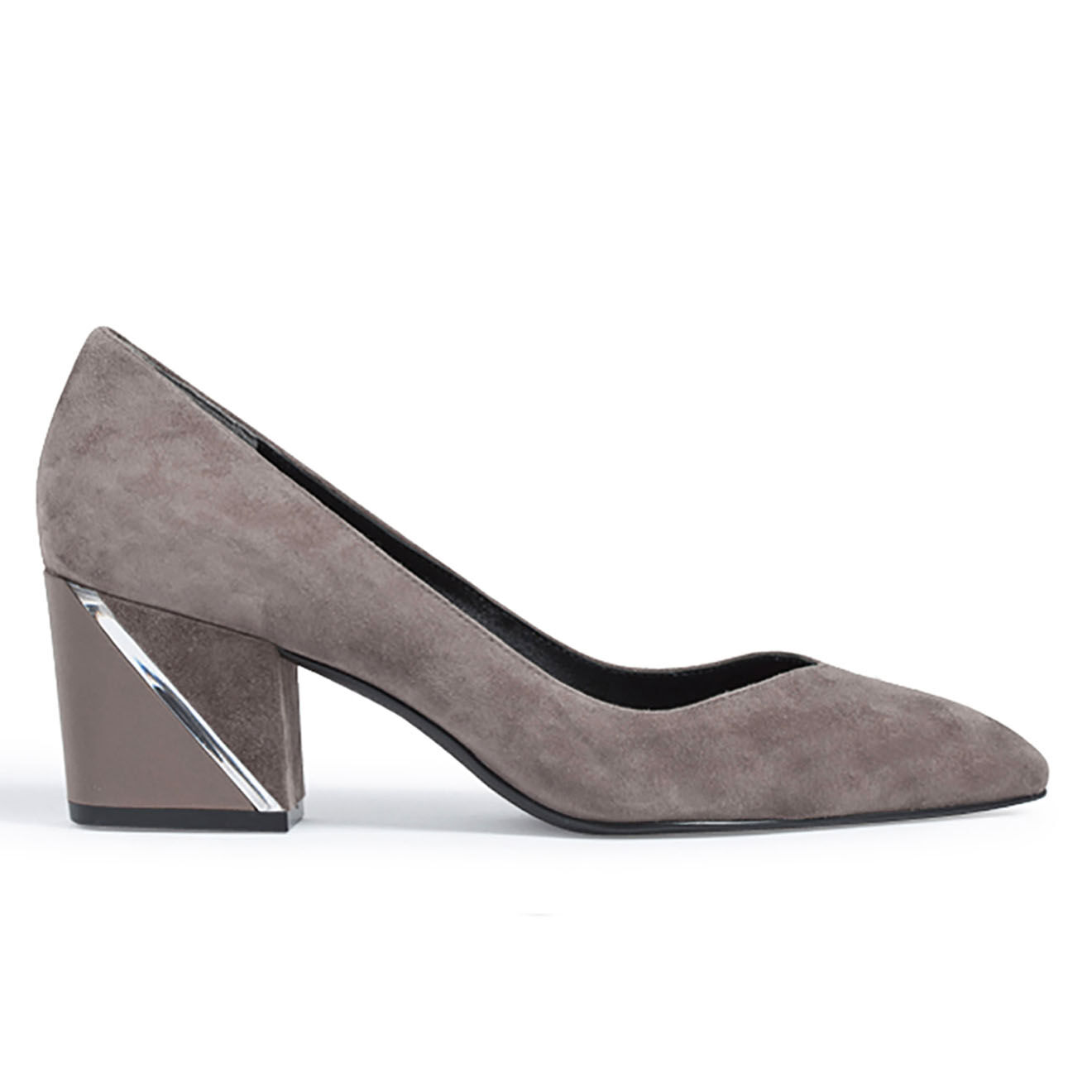 Escarpins en Velours de Cuir Sarah gris - Talon 6 cm