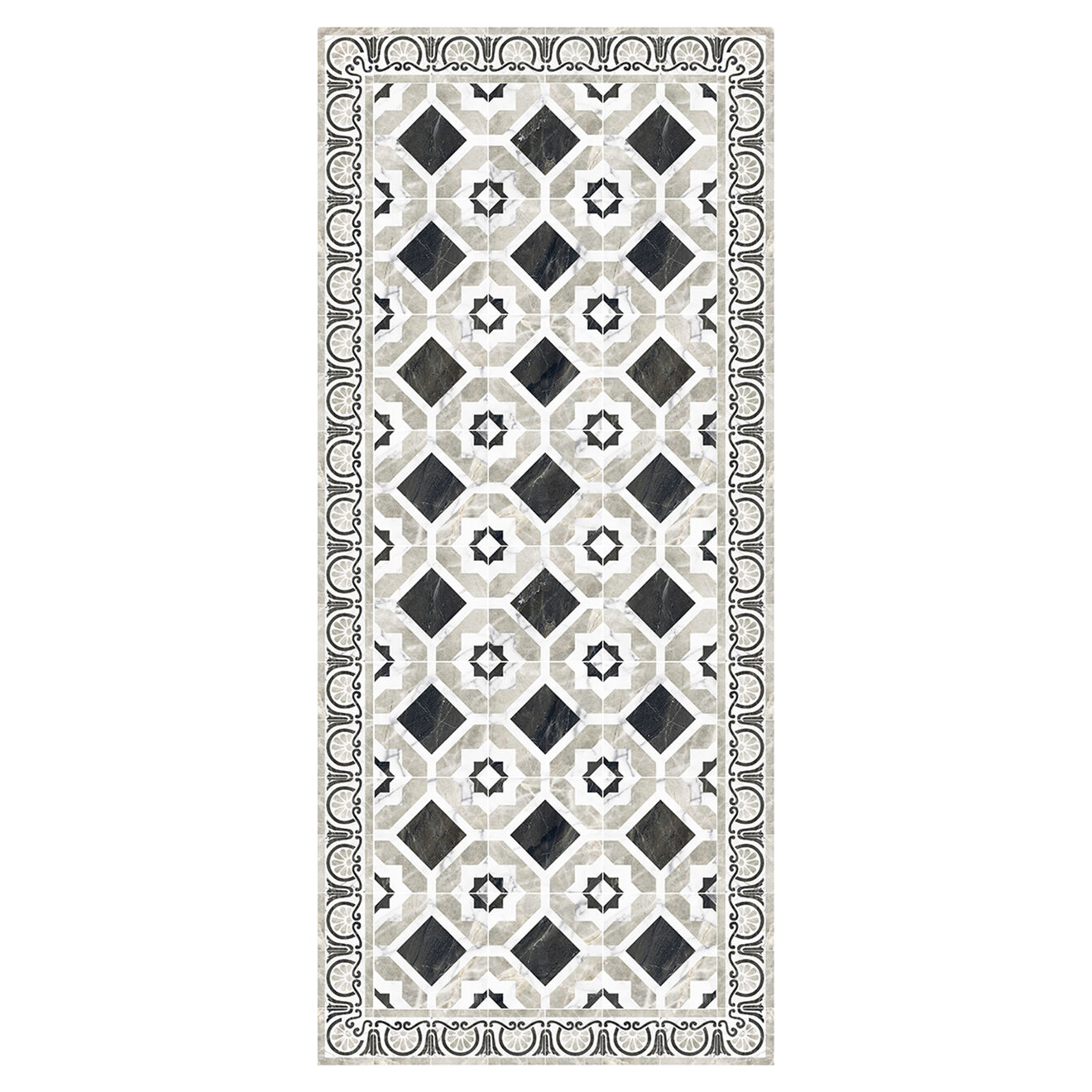 Tapis vinyle Isis gris/noir - 66x250 cm