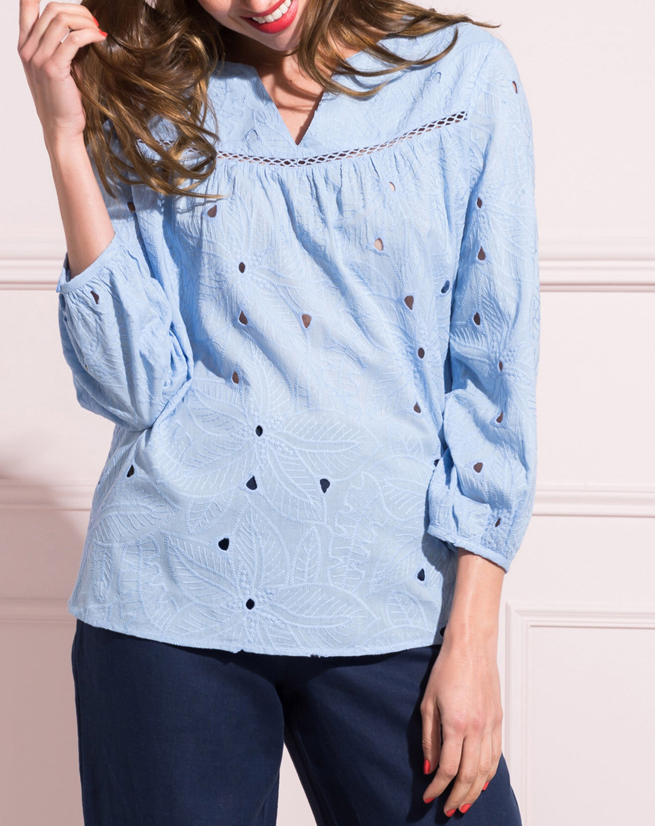 Blouse Anna en Coton bleue