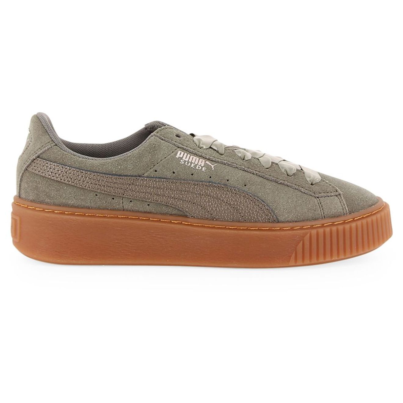Baskets en Velours de Cuir Platform Bubble grises