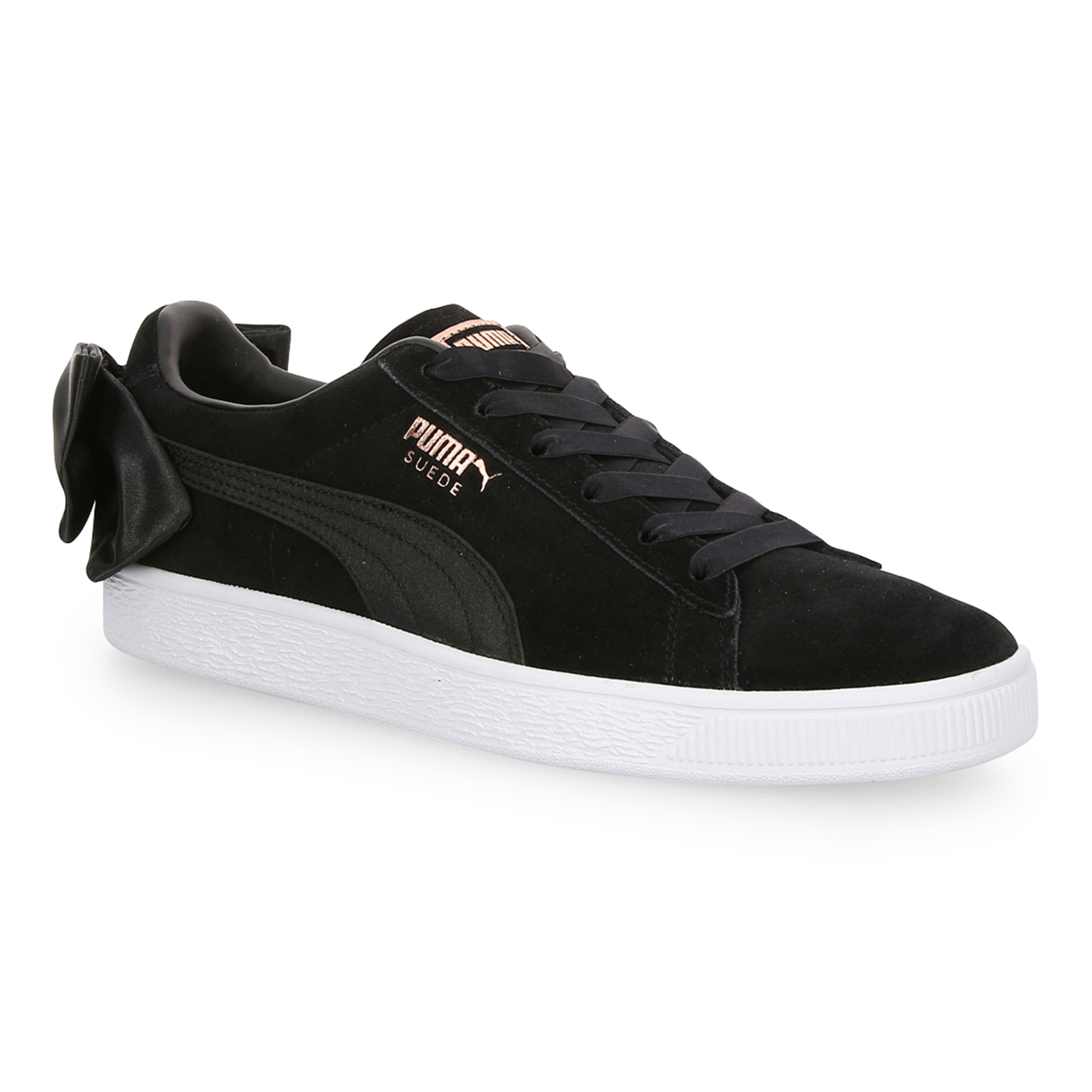 Baskets en Velours de Cuir Bow W'S noires