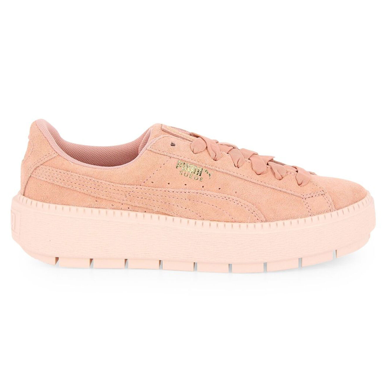 Sneakers en Velours de Cuir Platform Trace roses