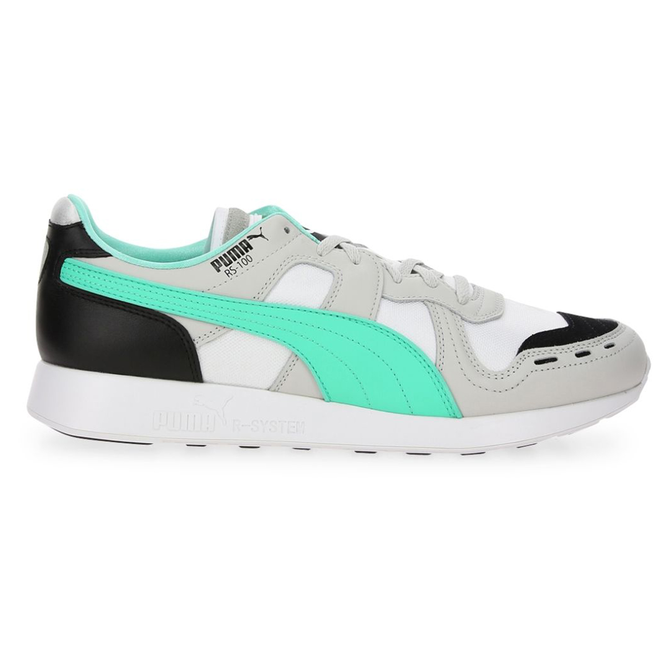 Baskets en Cuir & Toile Rs100 Futro gris/vert