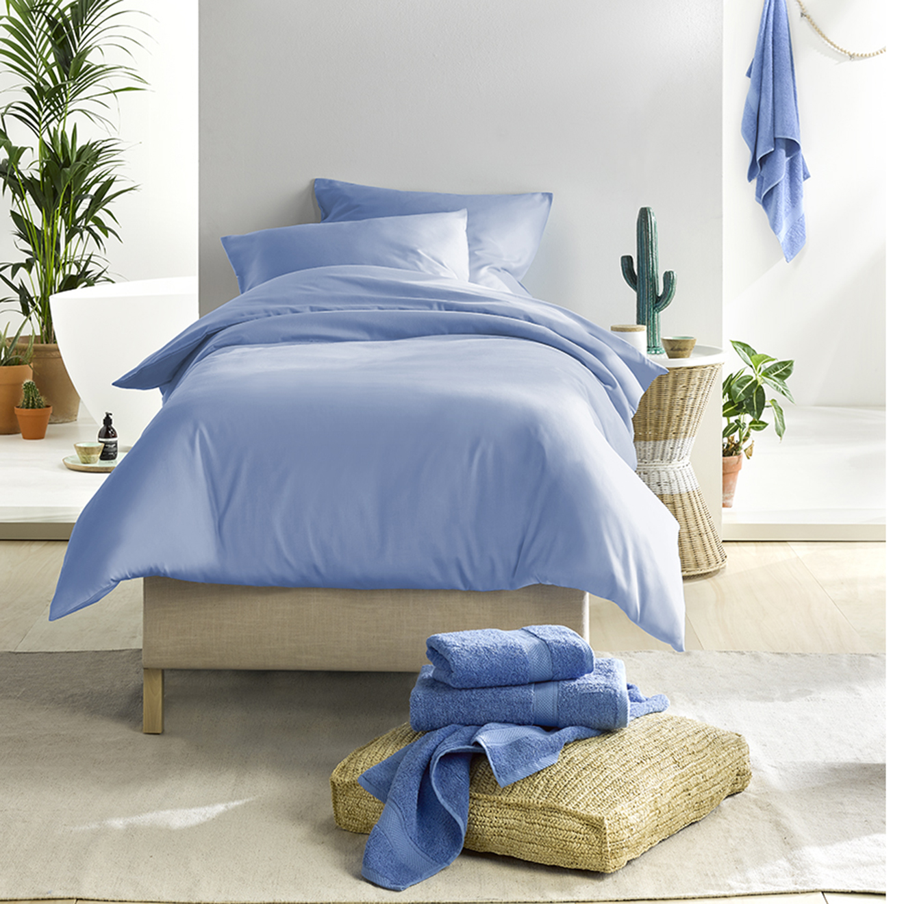 DE WITTE LIETAER  - Parure housse de couette 100% Satin de Coton Olivia lavande 