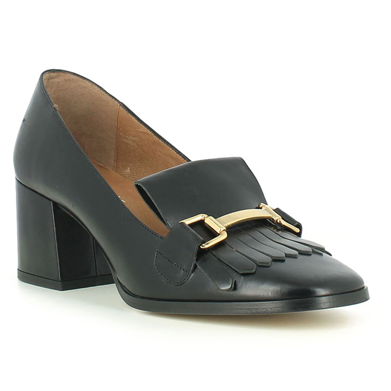Mocassins Trotters en Cuir Varese noirs - Talon 5 cm