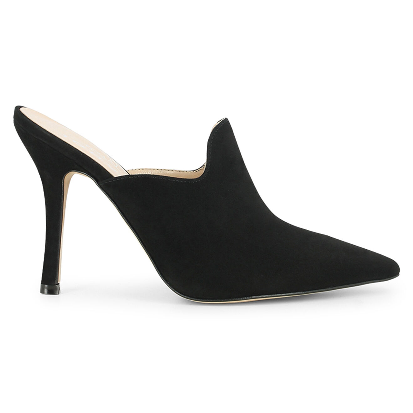 Mules en Velours de Cuir Cesar noires - Talon 10 cm