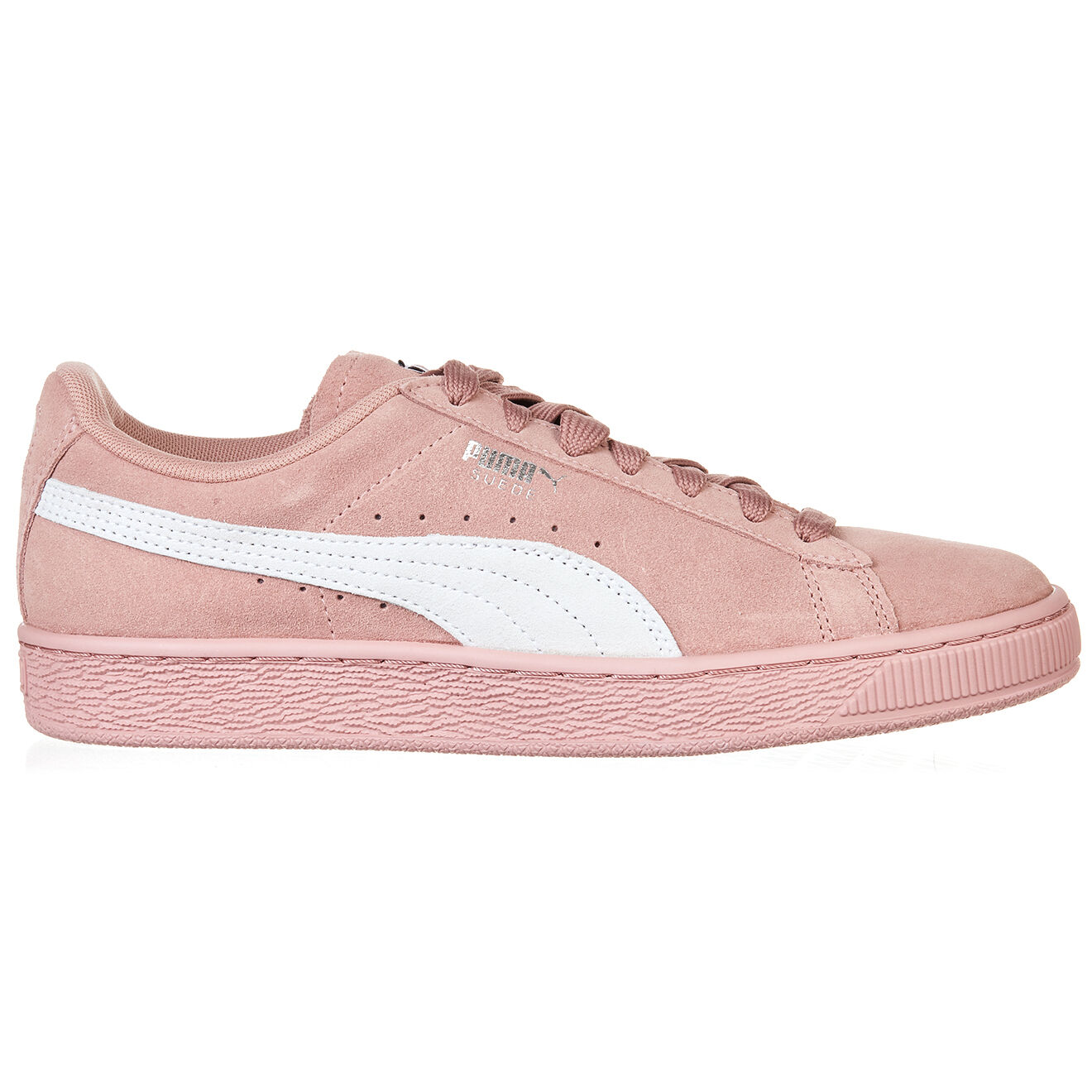 Baskets en Velours de Cuir Classic rose/blanc