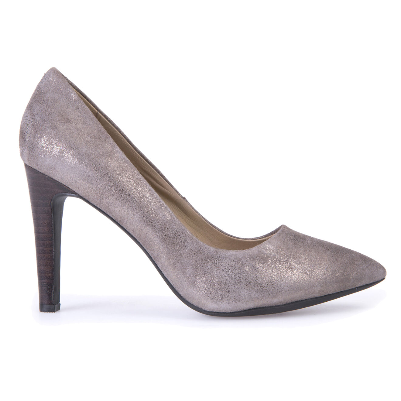 Escarpins en Velours de Cuir Caroline taupe - Talon 9.5 cm