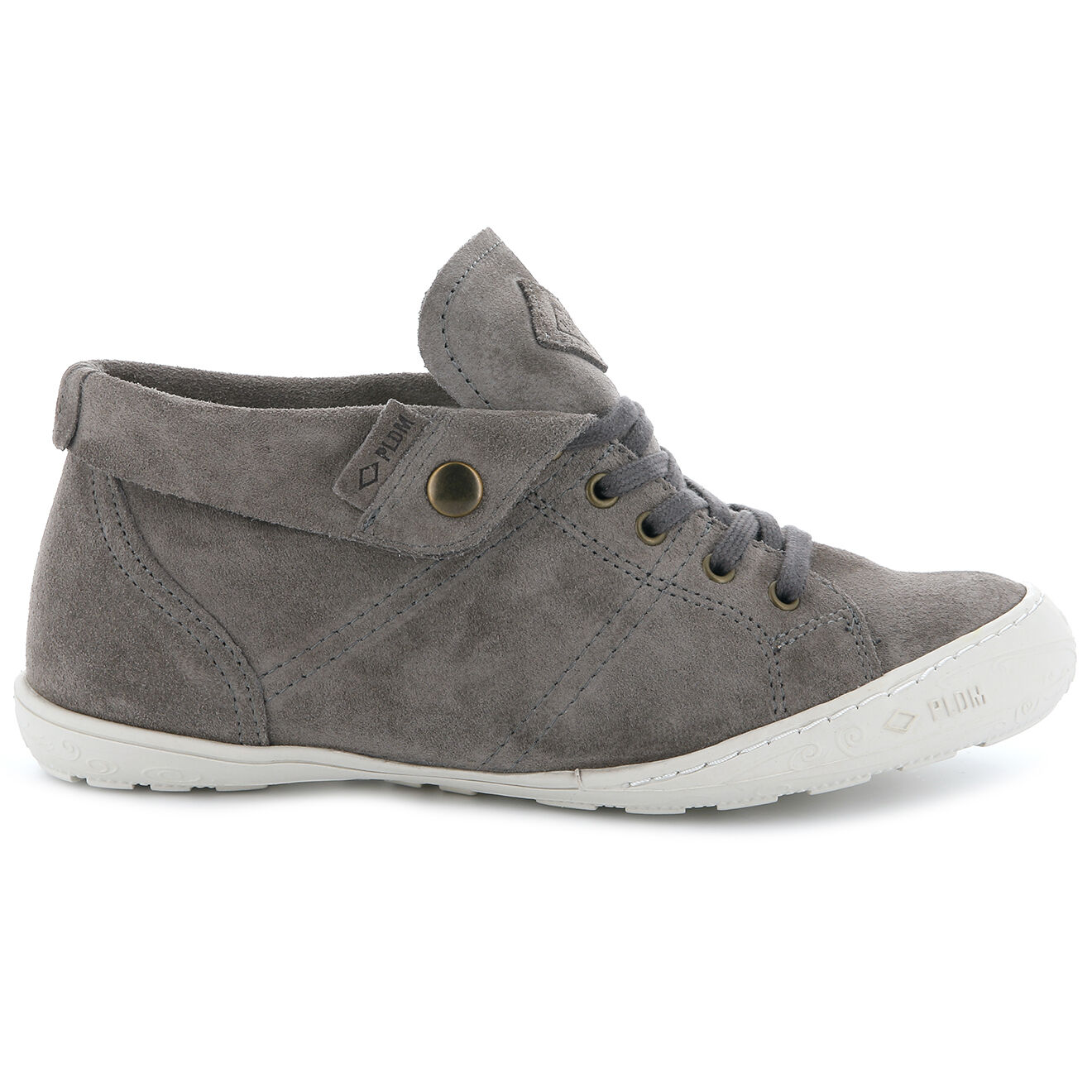 Baskets montantes en Velours de Cuir Gaetane gris moyen